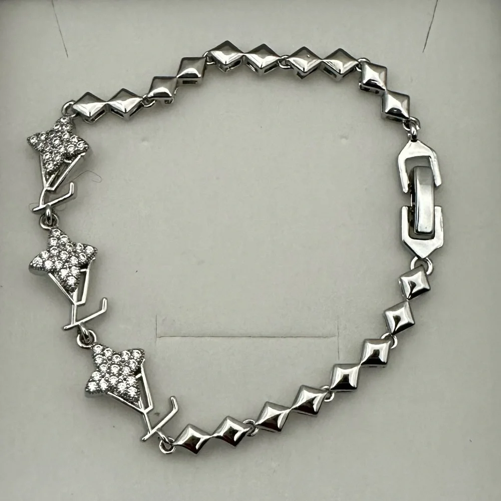 Silver with Crystal Details Tennis Bracelet
